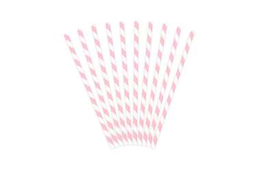 10 Pailles à rayures roses clair