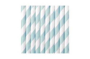 10 Pailles à rayures bleues clair 