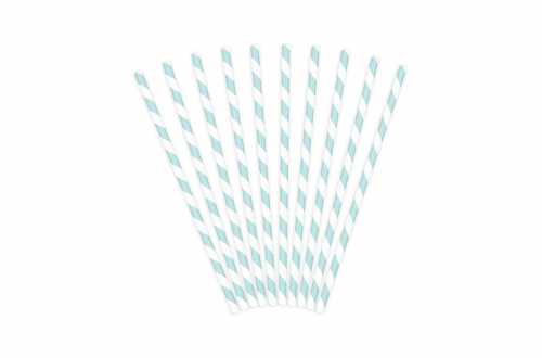 10 Pailles à rayures bleues clair 
