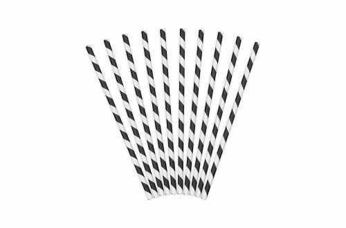 10 Pailles à rayures noires 