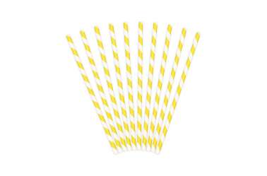 10 Pailles à rayures jaunes 