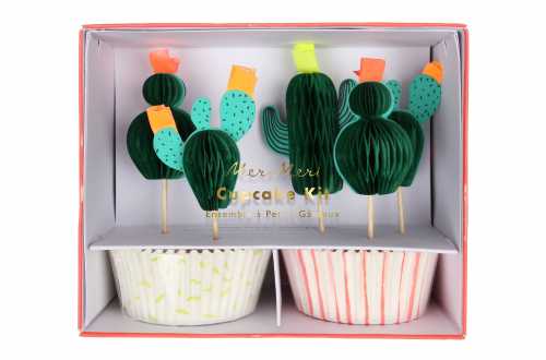 Kit de 24 cupcakes et toppers - Cactus
