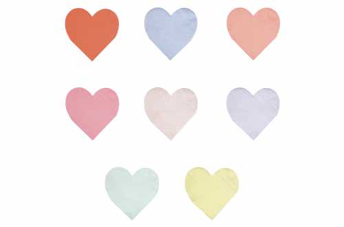 Serviettes coeur pastels pour anniversaire