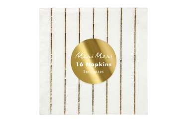 Serviettes rayures dorées pour anniversaire