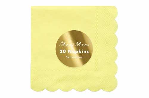 20 Petites serviettes jaunes pastels