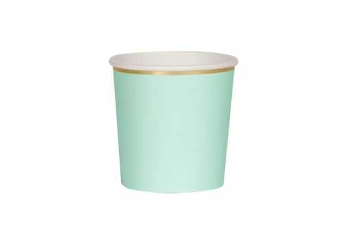 8 Petits gobelets bleu pastel à bord doré