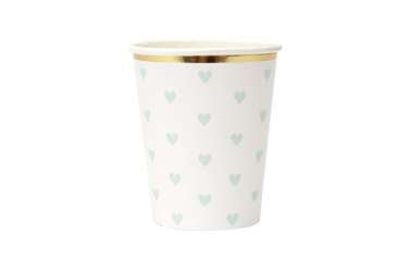 8 Gobelets cœurs pastel à bord doré