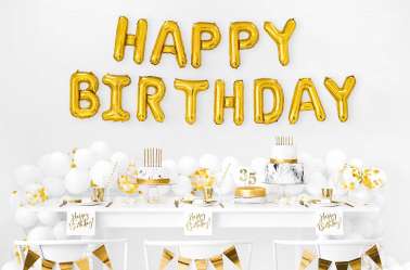 Ballon HAPPY BIRTHDAY doré - 340 x 35 cm