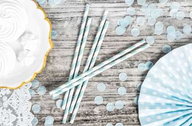 10 Pailles à rayures bleues clair 