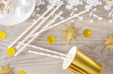 10 Pailles étoiles dorées 