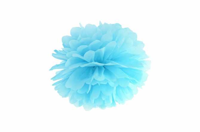 Pompon en papier de soie - bleu ciel