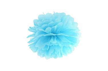Pompon en papier de soie - bleu ciel