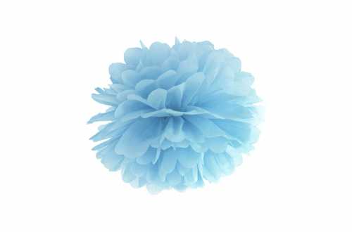 Pompom en papier de soie - bleu pastel