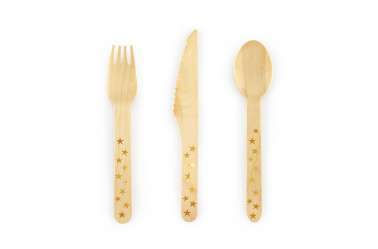 Couverts en bois étoile doré