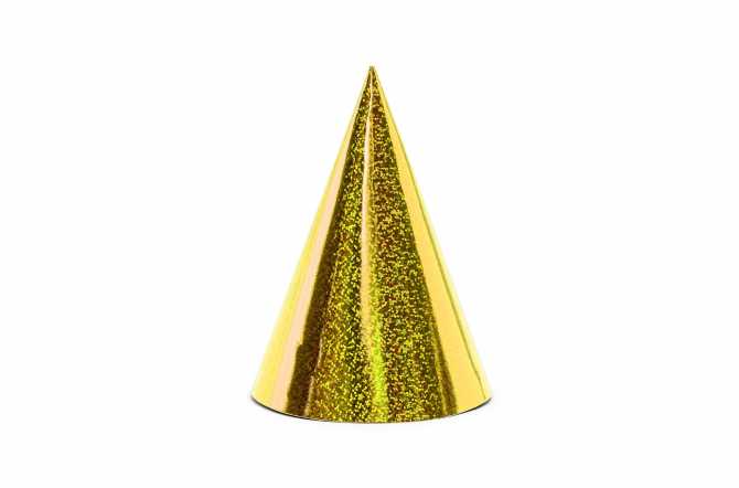 6 Chapeaux de fête - holographique doré