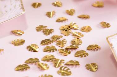 Confettis feuilles tropicales - doré
