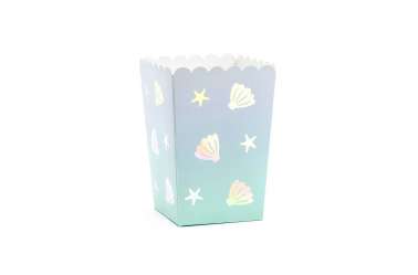 Boîte à popcorn motifs coquillages et étoiles de mer