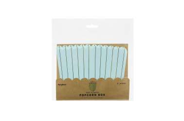 6 Boîtes de popcorn bleu pastel aux rayures dorées