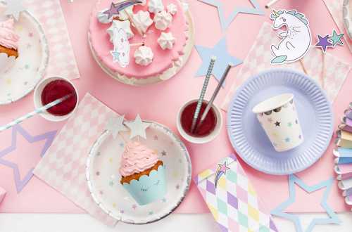 6 Toppers pour cupcakes - étoile argenté pailleté