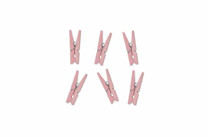 10 Mini pinces à linge en bois rose