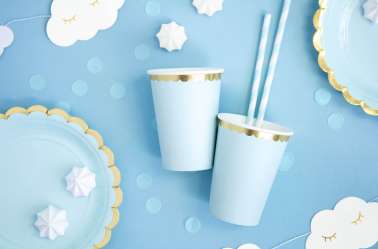 6 Gobelets bleu à bord doré