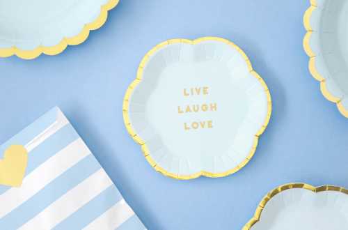 6 Minis assiettes bleu pastel - Live Laugh Love