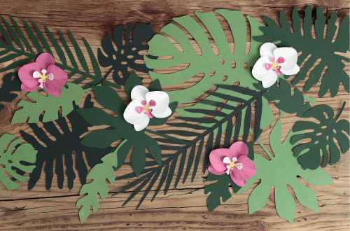 Feuilles tropicales papier pour decoration anniversaire