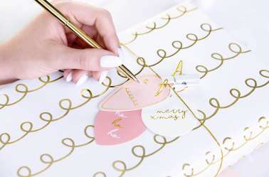 Rouleau de 2 feuilles de papier cadeau - Bouclettes doré et traits multi-couleurs