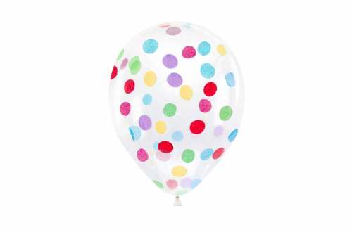 6 Ballons transparents à confettis colorés