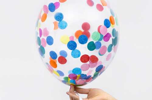6 Ballons transparents à confettis colorés
