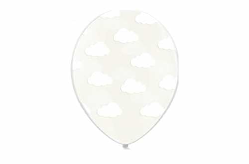 Ballons transparents imprimés nuages blanc