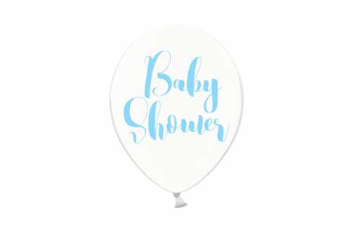 6 Ballons transparents imprimés - Baby Shower bleu