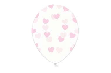 Ballons transparents coeurs rose pour baby shower fille