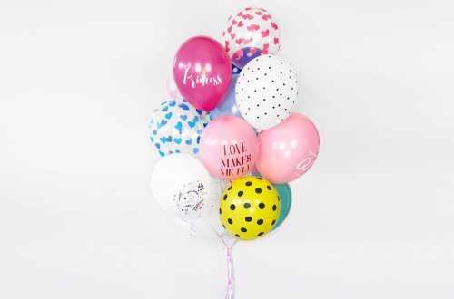 6 Ballons transparents imprimés - coeurs rose fuchsia
