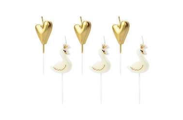 Bougies coeurs dorés et cygnes