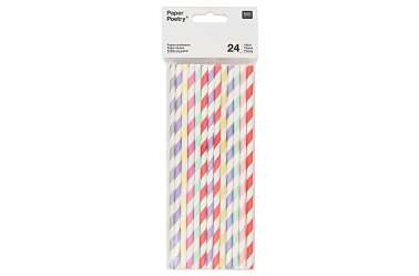 24 Pailles en papier – multi-couleurs pastels