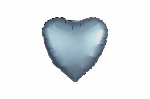 Ballon aluminium Cœur bleu acier satiné mat - 40 cm