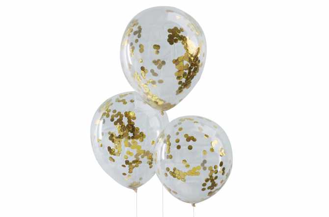 5 Ballons de baudruche - Confettis dorés