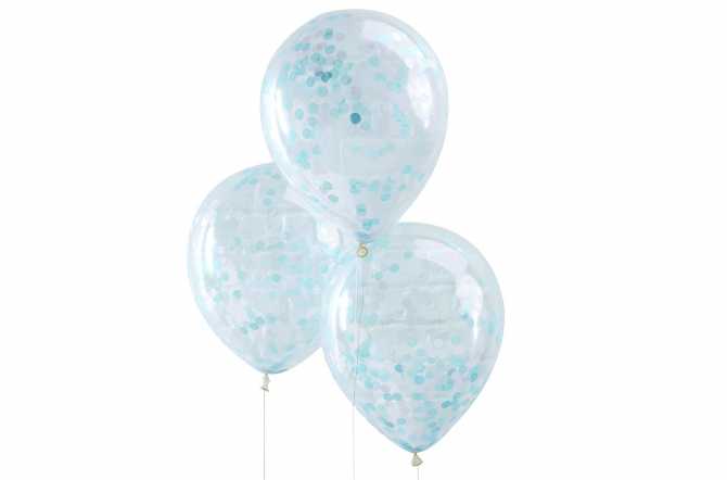 5 ballons de baudruche confettis vert et bleu : decoration fete