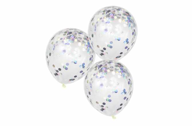 5 Ballons de baudruche - Confettis iridescent