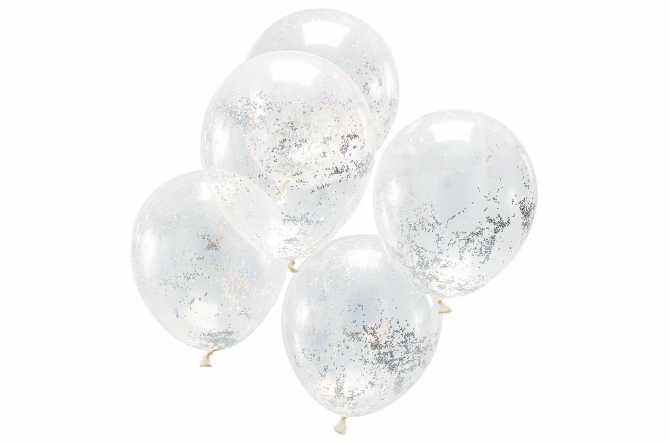 5 Ballons de baudruche - Confettis étoiles holographiques