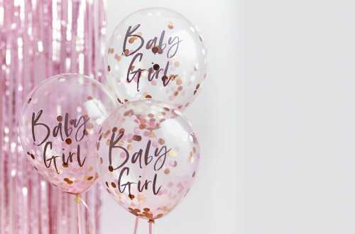 Ballons Baby girl  Confettis rose