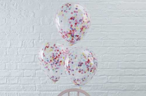 5 Ballons de baudruche - Confettis multicolores