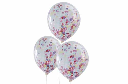 5 Ballons de baudruche - Confettis multicolores