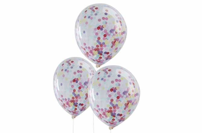 5 Ballons de baudruche - Confettis multicolores