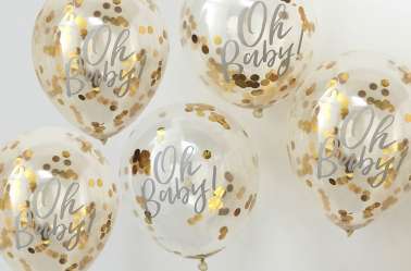 Ballons confettis dorés bébé