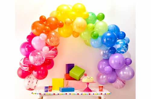 Kit arche de ballons – arc-en-ciel multicolore (85 ballons)