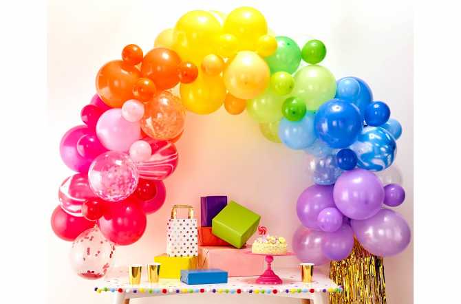 Ballon 10 ans pois multicolores 45 cm