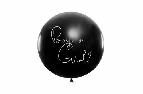 grand ballon noir avec texte de lettrage - garçon ou fille - avec des ballons  roses et bleus lors de la fête de révélation du genre. éléments de  conception 3d réalistes. ballons