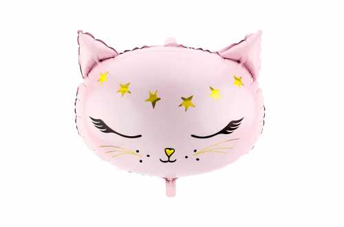 Ballon mylar tête de Chat - Rose et Or